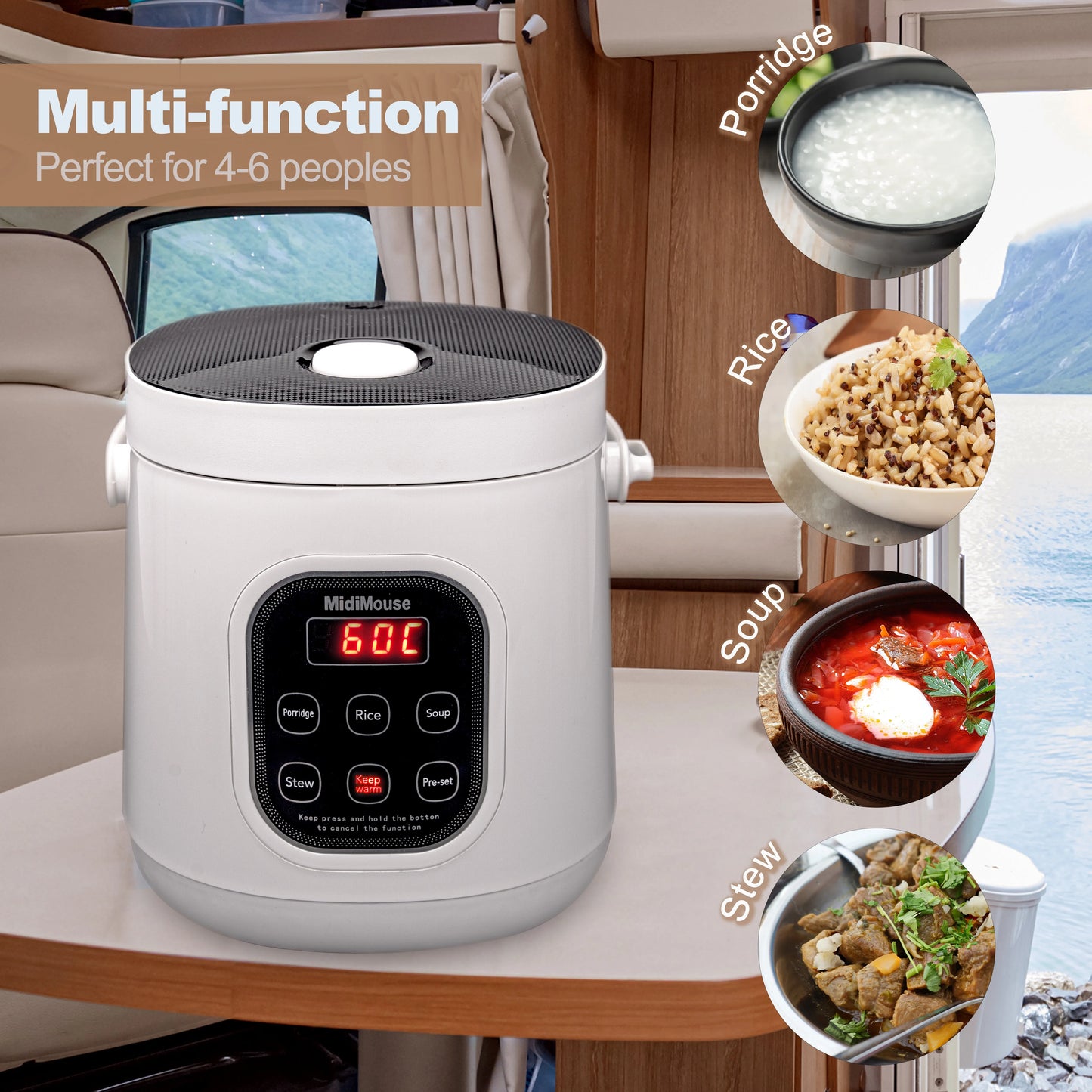 Dual-Voltage Car and Home Rice Cooker