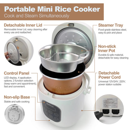 Dual-Voltage Car and Home Rice Cooker